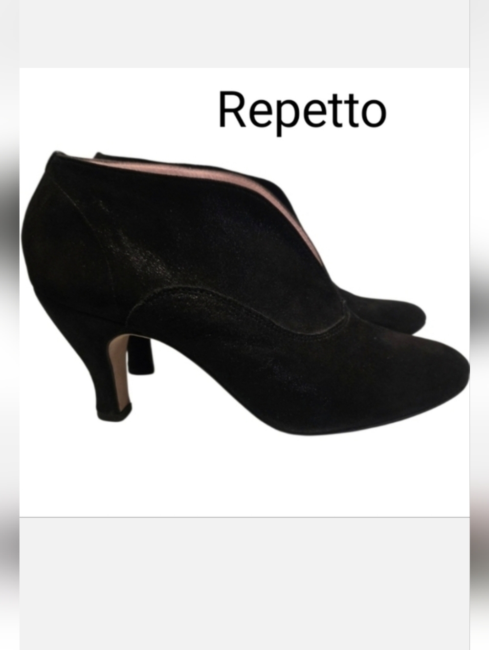 Repetto Glitter Black Leather Ankle Boots Minimalist Design Sz 7 Us /38 eur